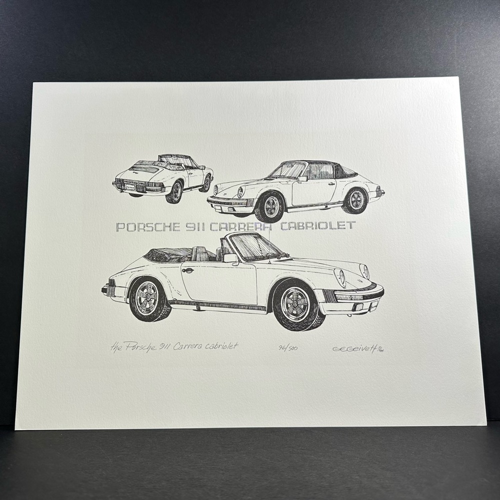 1984 Porsche 911 Carrera Cabriolet Print G.E. Geivett Limited Art Poster 96/500
